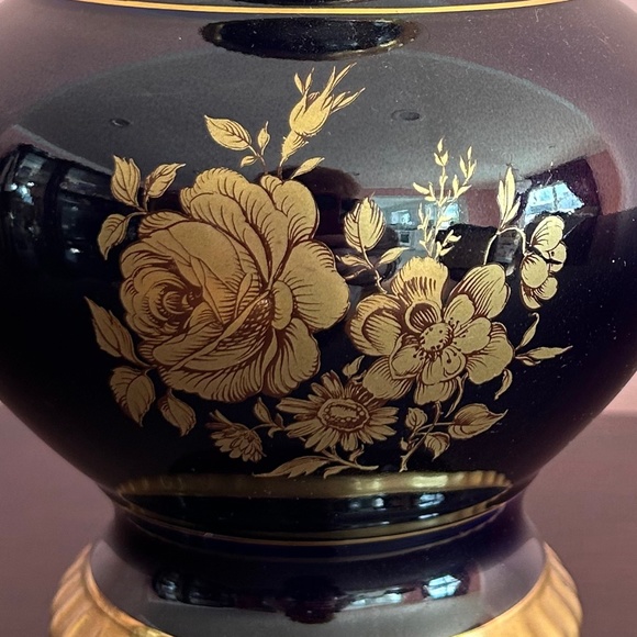 Vintage Porcelain Bareuther Waldsass Cobalt + Gold Vase Made in Bavaria Germany - Picture 2 of 9